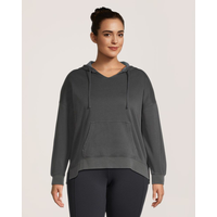 Chandail à capuche à enfiler à manches longues en molleton teint en pièce pour femmes, FarWest Front_Flat