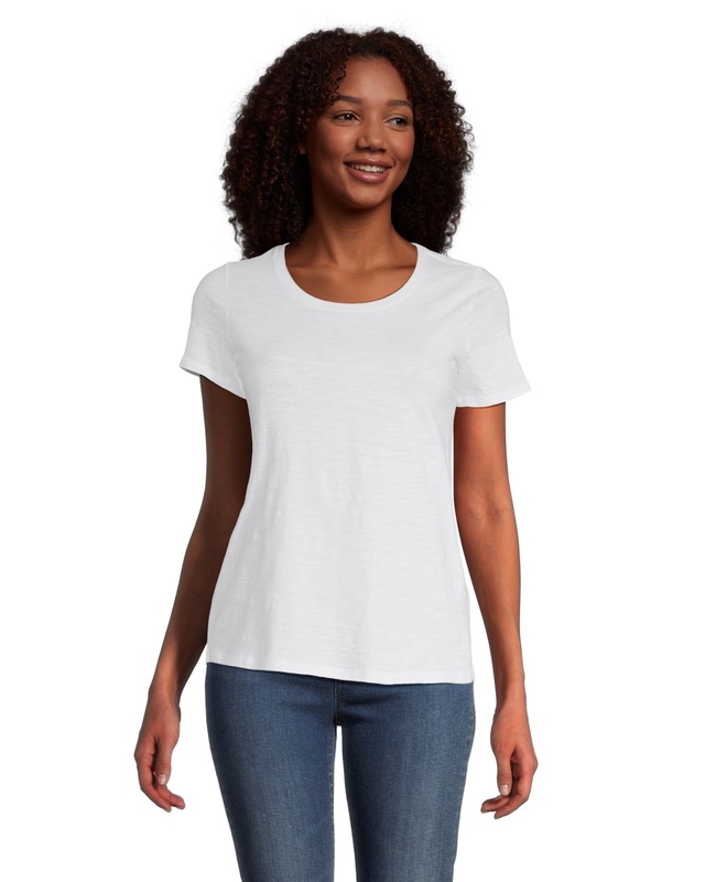 Denver Hayes Women's Round Neck Short Sleeve Cotton Slub T Shirt