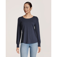 Denver Hayes Women's Semi Fitted Long Sleeve Gathered T Shirt Front_Flat