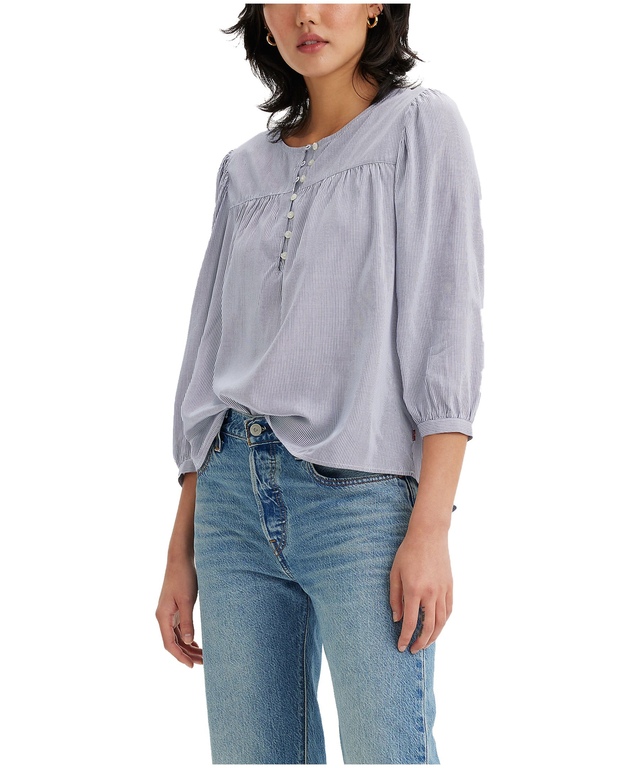 Levi's Women's Halsey Relaxed Fit 3/4 Length Sleeve Blouse Marks