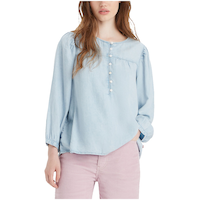 Levi's Women's Halsey Relaxed Fit 3/4 Length Sleeve Blouse Front_Three_Fourths_Angled_Right