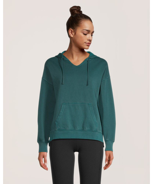 Chandail à capuche à enfiler à manches longues en molleton teint en pièce pour femmes, FarWest