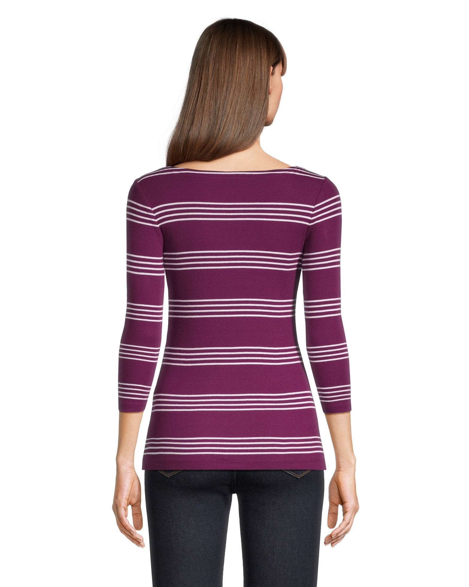 Chandail de coupe cintrée à encolure large et à manches 3/4 pour femmes, Denver Hayes