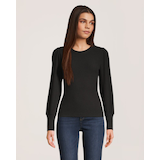 Chandail en tricot côtelé à col ras du cou et à manches longues pour femmes, Denver Hayes Front_Flat