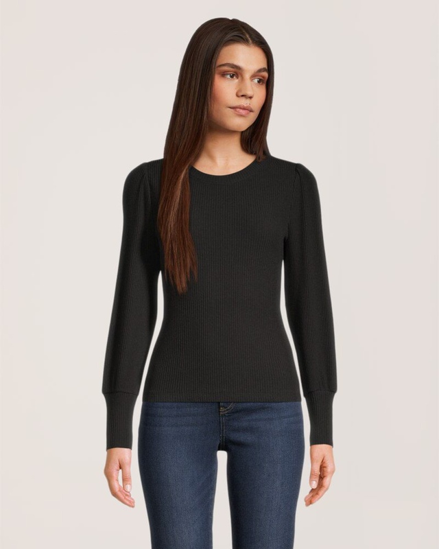 Chandail en tricot côtelé à col ras du cou et à manches longues pour femmes, Denver Hayes