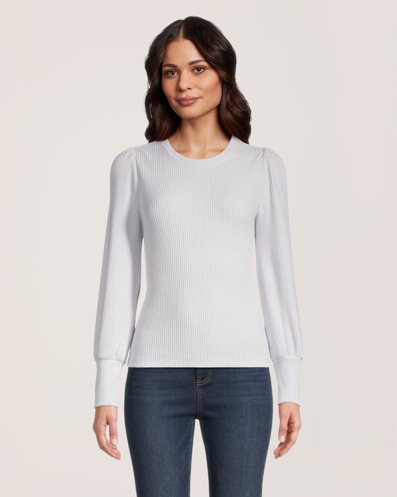 Chandail en tricot côtelé à col ras du cou et à manches longues pour femmes, Denver Hayes