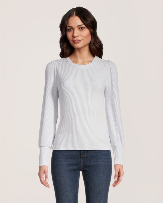 Chandail en tricot côtelé à col ras du cou et à manches longues pour femmes, Denver Hayes