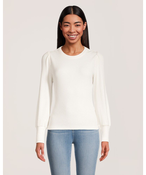 Chandail en tricot côtelé à col ras du cou et à manches longues pour femmes, Denver Hayes