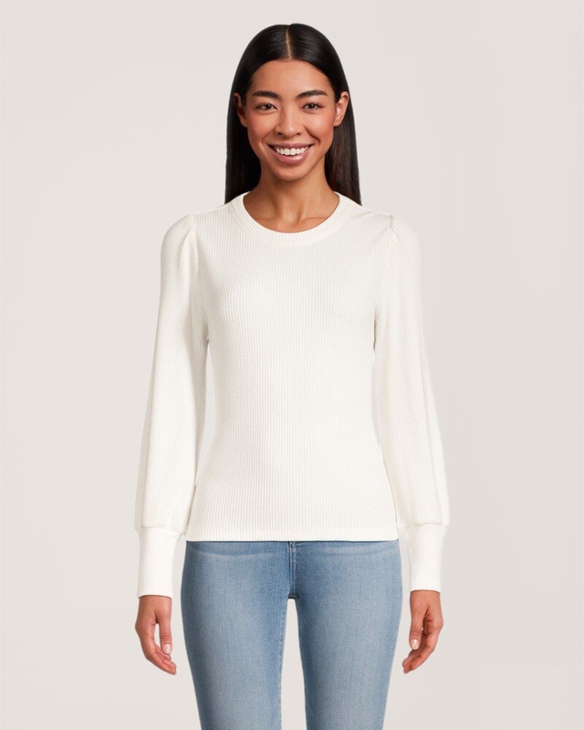 Chandail en tricot côtelé à col ras du cou et à manches longues pour femmes, Denver Hayes