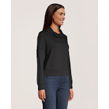 Chandail court en jersey à col boule de coupe carrée et à manches longues pour femmes, Denver Hayes Front_Three_Fourths_Angled_Right