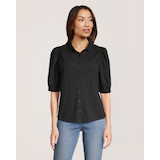 Chemise boutonnée en jersey à manches mi-longues pour femmes, Denver Hayes Front_Flat