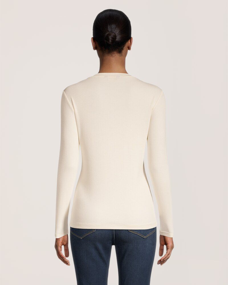 Chandail Henley en molleton à manches longues avec patte tissée à fermeture à boutons-pression pour femmes, Denver Hayes