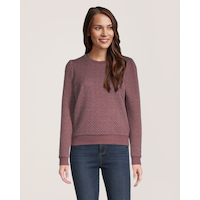 Chandail en molleton matelassé et bouffant à manches longues pour femmes, Denver Hayes Front_Flat