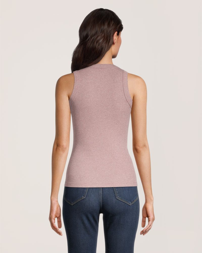 Débardeur semi-ajusté en tricot côtelé et à col montant pour femmes, Denver Hayes