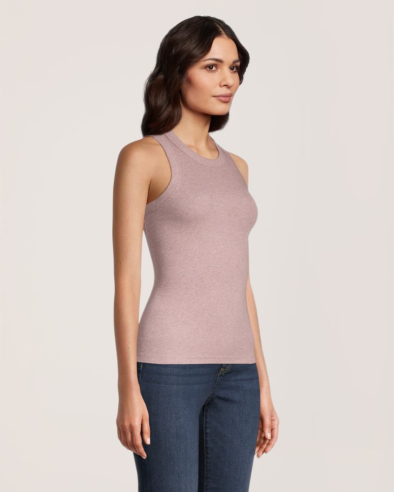 Débardeur semi-ajusté en tricot côtelé et à col montant pour femmes, Denver Hayes