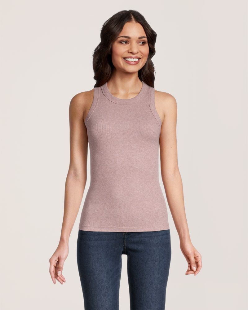 Débardeur semi-ajusté en tricot côtelé et à col montant pour femmes, Denver Hayes