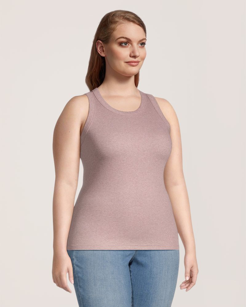 Débardeur semi-ajusté en tricot côtelé et à col montant pour femmes, Denver Hayes