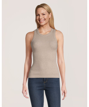 Débardeur semi-ajusté en tricot côtelé et à col montant pour femmes, Denver Hayes