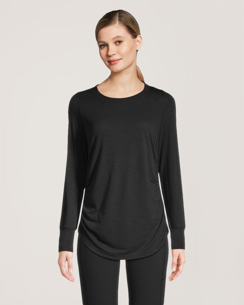T-shirt froncé à manches longues pour femmes, Shambhala