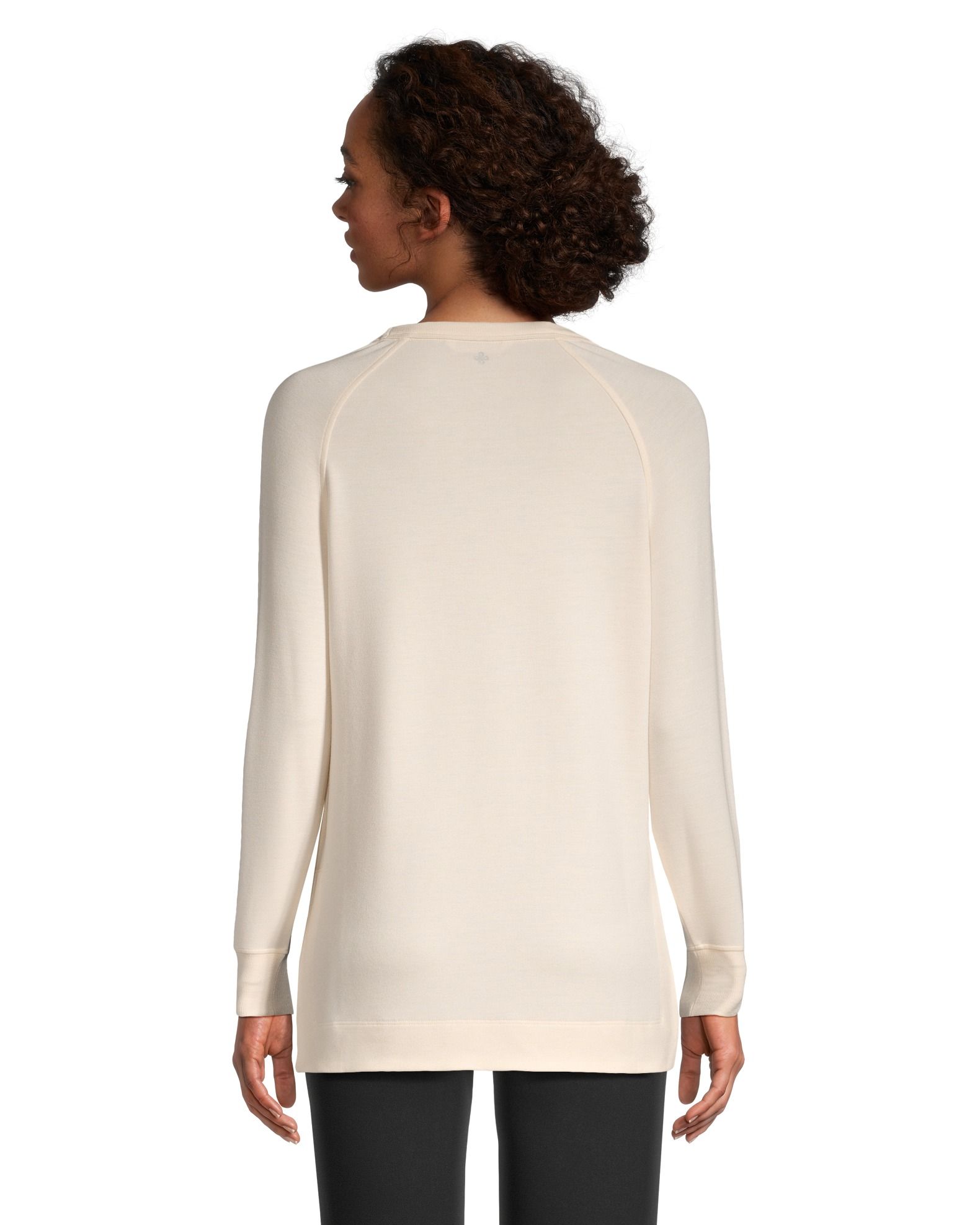 Chandail-tunique doux avec encolure ras du cou et fentes latérales pour femmes, Shambhala