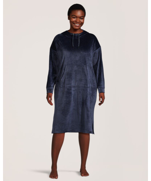 Chemise de nuit à capuche en velours moelleux pour femmes, Denver Hayes