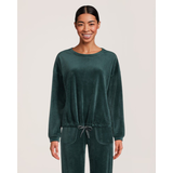 Haut en tricot côtelé de feutre taupé pelucheux pour femmes, Denver Hayes Front_Flat