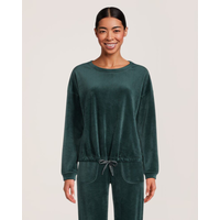 Haut en tricot côtelé de feutre taupé pelucheux pour femmes, Denver Hayes Front_Flat