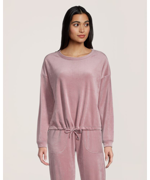 Haut en tricot côtelé de feutre taupé pelucheux pour femmes, Denver Hayes