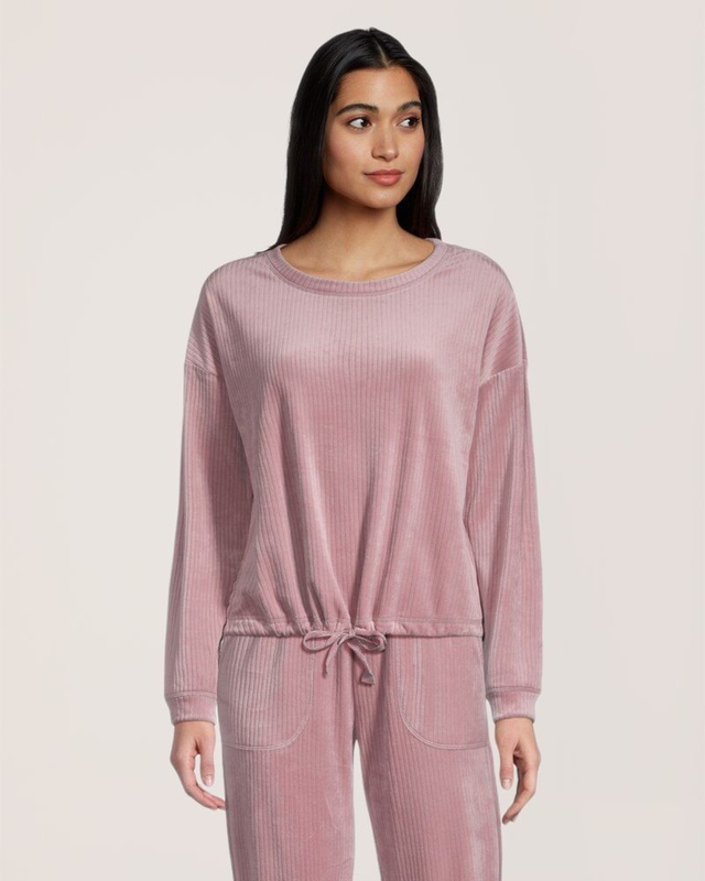 Haut en tricot côtelé de feutre taupé pelucheux pour femmes, Denver Hayes