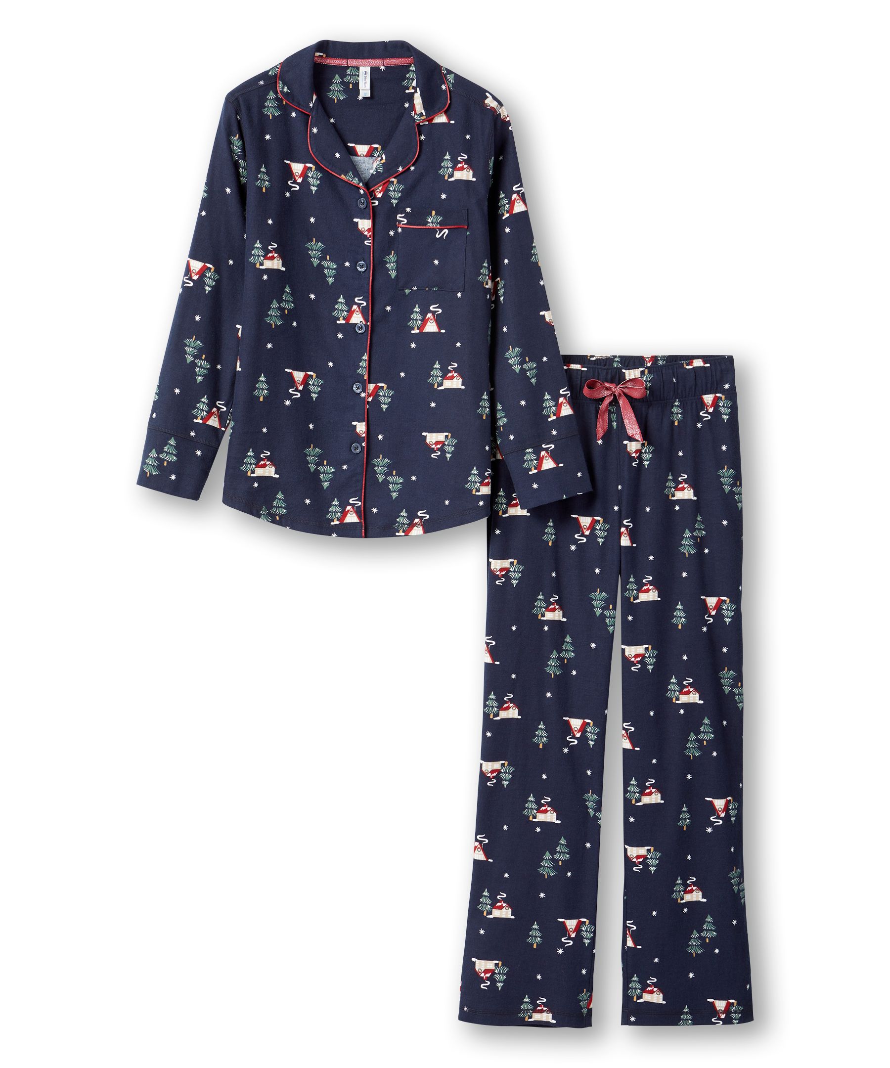 Pyjama Femme 2 Pièces Manches Longues En Flanelle - Imprimé Carreaux, Confortable Pour Dormir