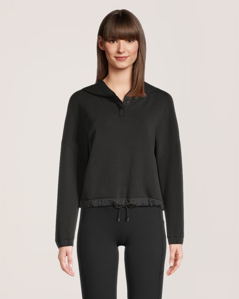 Shambhala Women's Soft Hooded Gathered Hem Snap Pullover