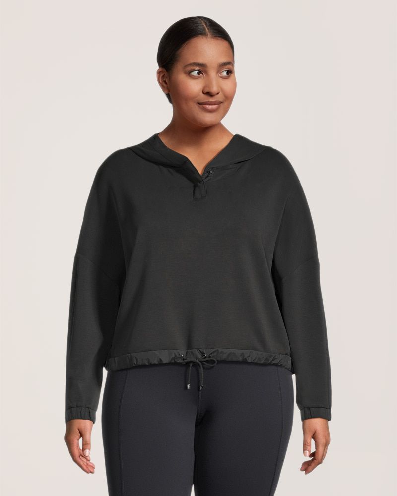 Shambhala Women's Soft Hooded Gathered Hem Snap Pullover