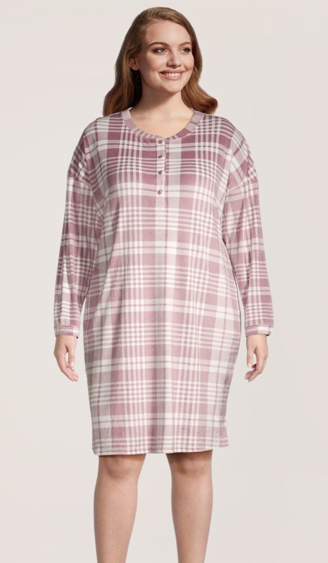 Denver Hayes Women's Brushed Micro Plush Henley Night Shirt