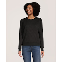 Chandail en molleton matelassé et bouffant à manches longues pour femmes, Denver Hayes Front_Flat