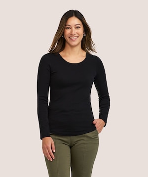 Denver Hayes Women's Long Sleeve Slim Fit Crew Neck T-Shirt