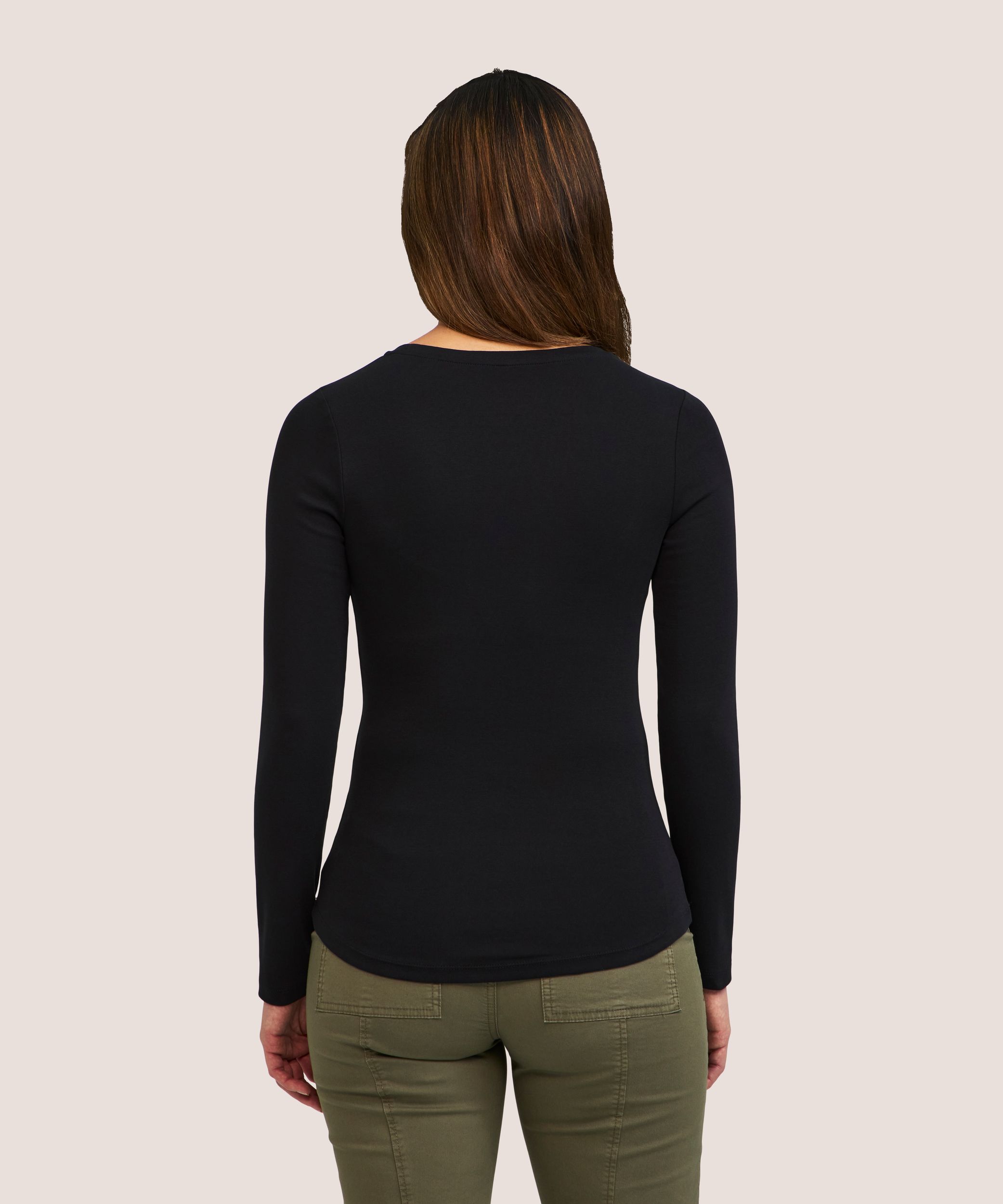 Denver Hayes Women's Long Sleeve Slim Fit Crew Neck T-Shirt