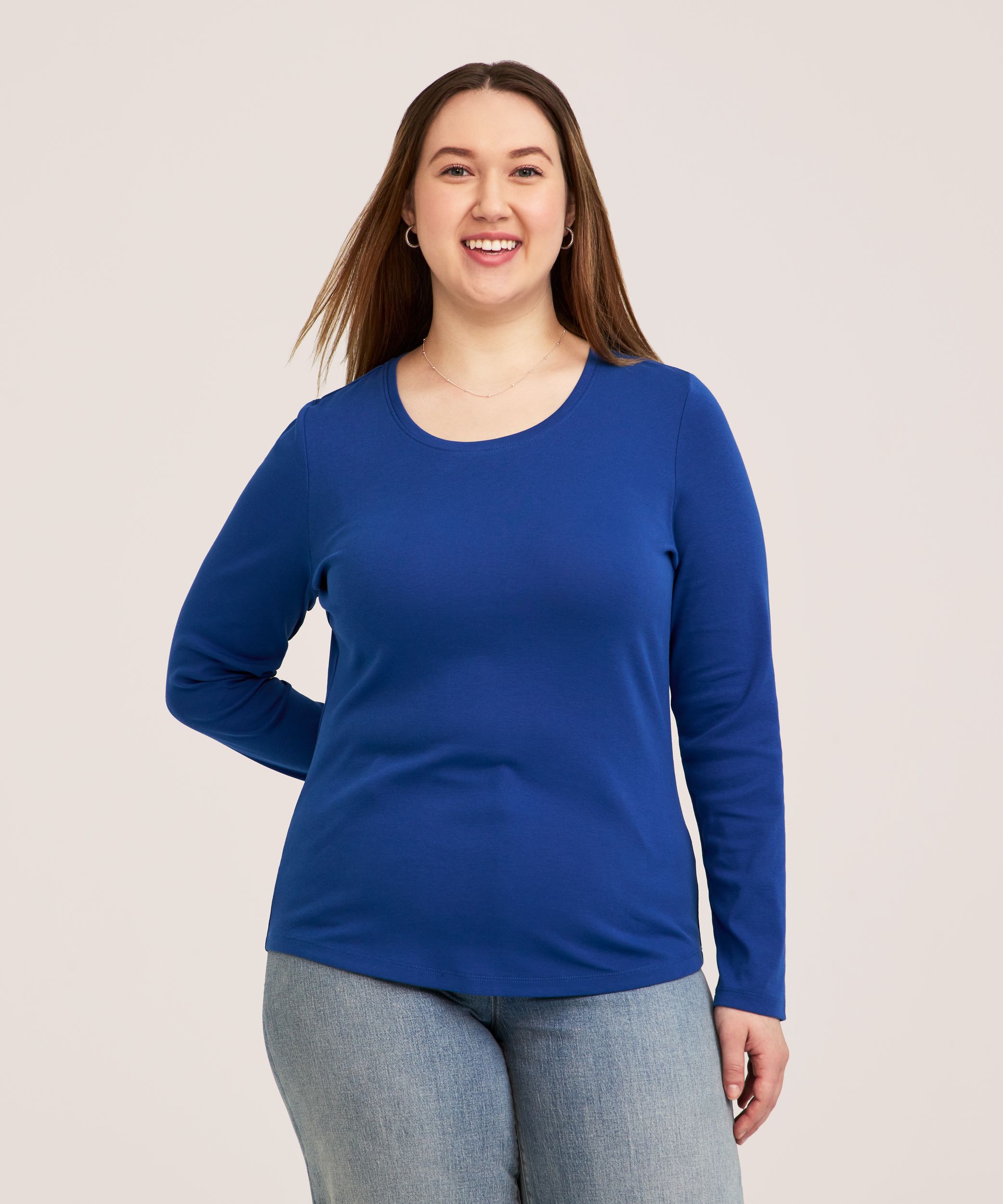 Denver Hayes Women's Long Sleeve Slim Fit Crew Neck T Shirt