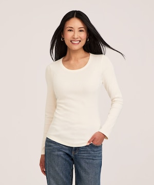 Denver Hayes Women's Long Sleeve Slim Fit Crew Neck T Shirt