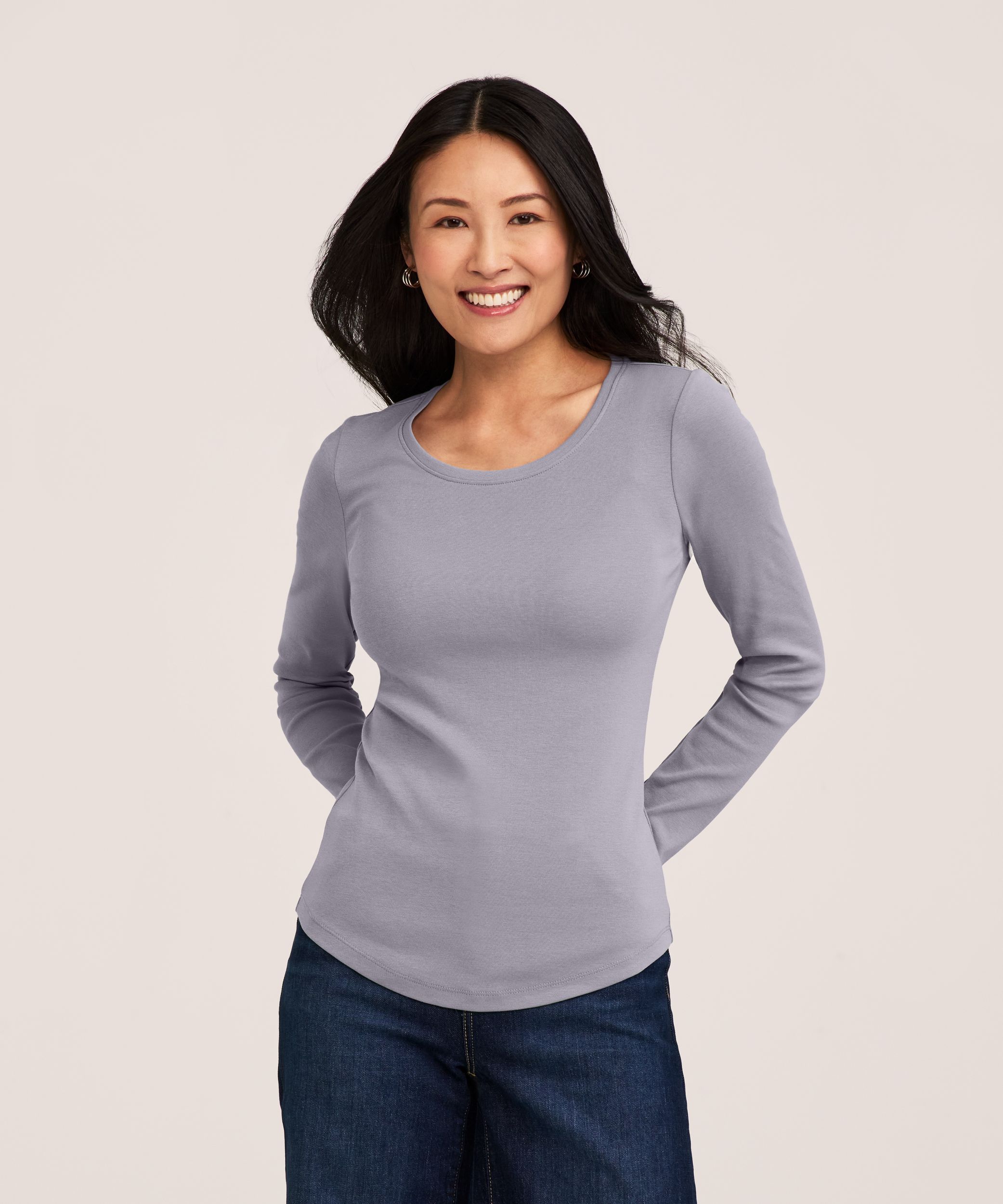 Denver Hayes Women's Long Sleeve Slim Fit Crew Neck T Shirt