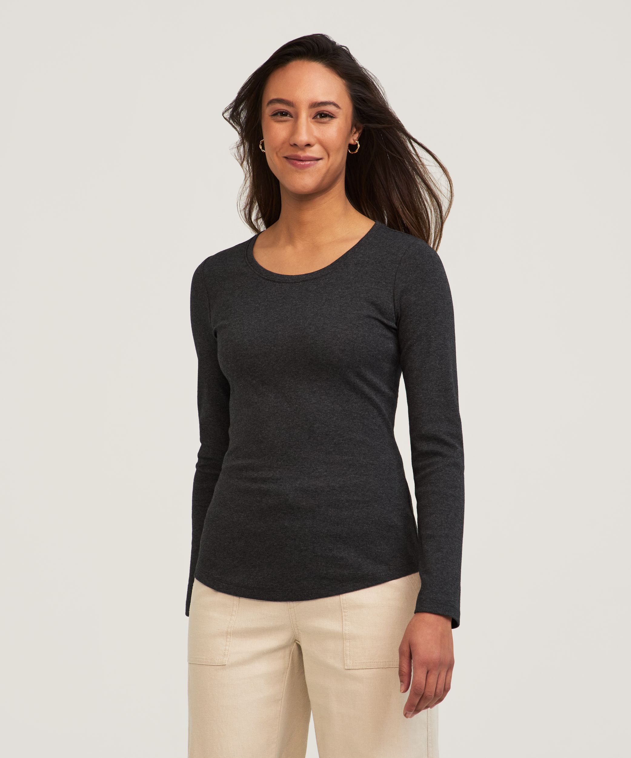 Denver Hayes Women's Long Sleeve Slim Fit Crew Neck T-Shirt