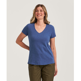 FarWest Women's V Neck Cotton Slub T Shirt Front_Flat