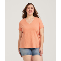 FarWest Women's V Neck Cotton Slub T Shirt