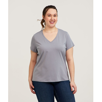 Denver Hayes Women's Short Sleeve Semi Fitted Supima V-Neck Cotton T Shirt