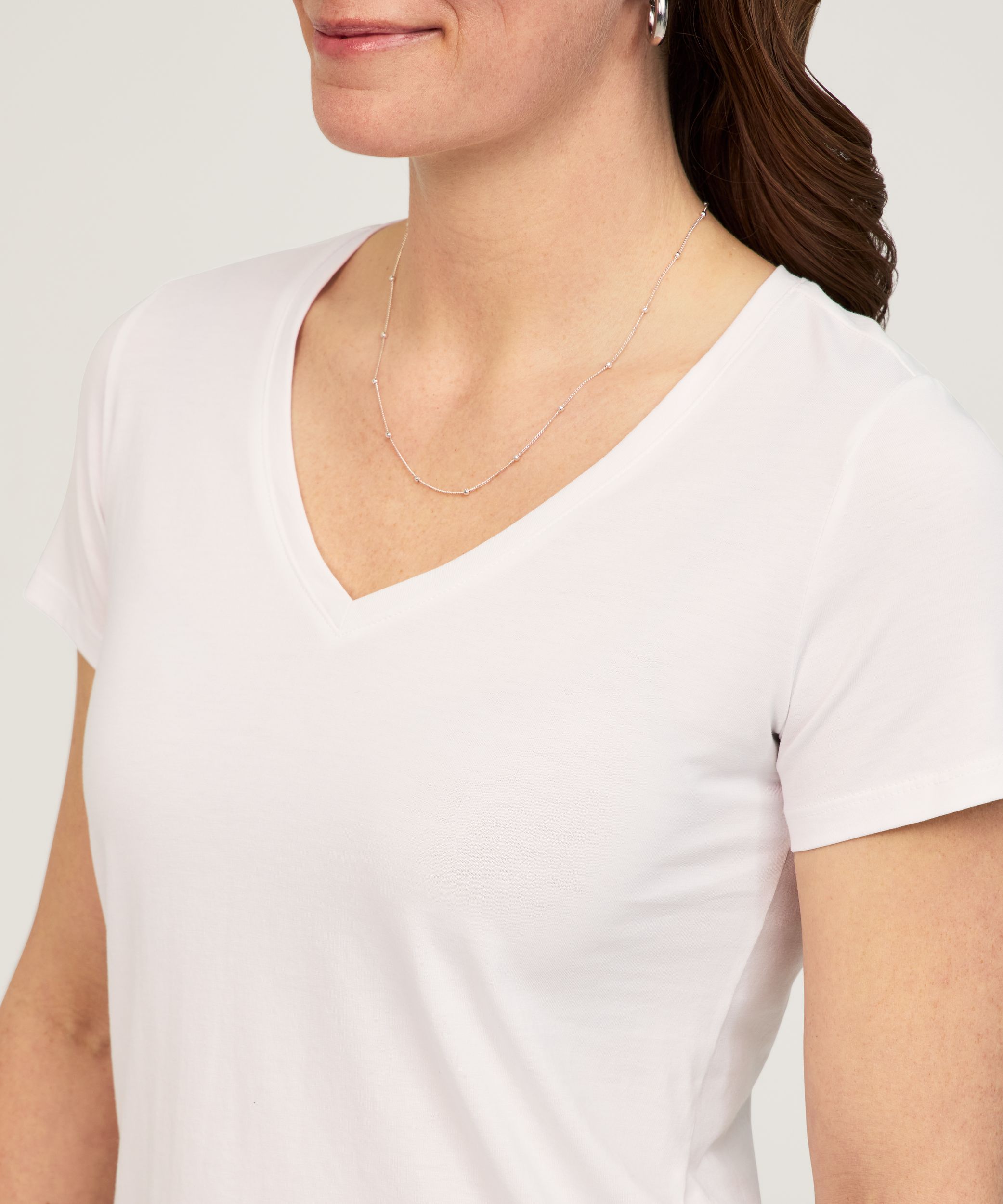 T-shirt semi-ajusté en coton Supima à encolure en V et à manches courtes pour femmes, Denver Hayes