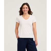 T-shirt semi-ajusté en coton Supima à encolure en V et à manches courtes pour femmes, Denver Hayes