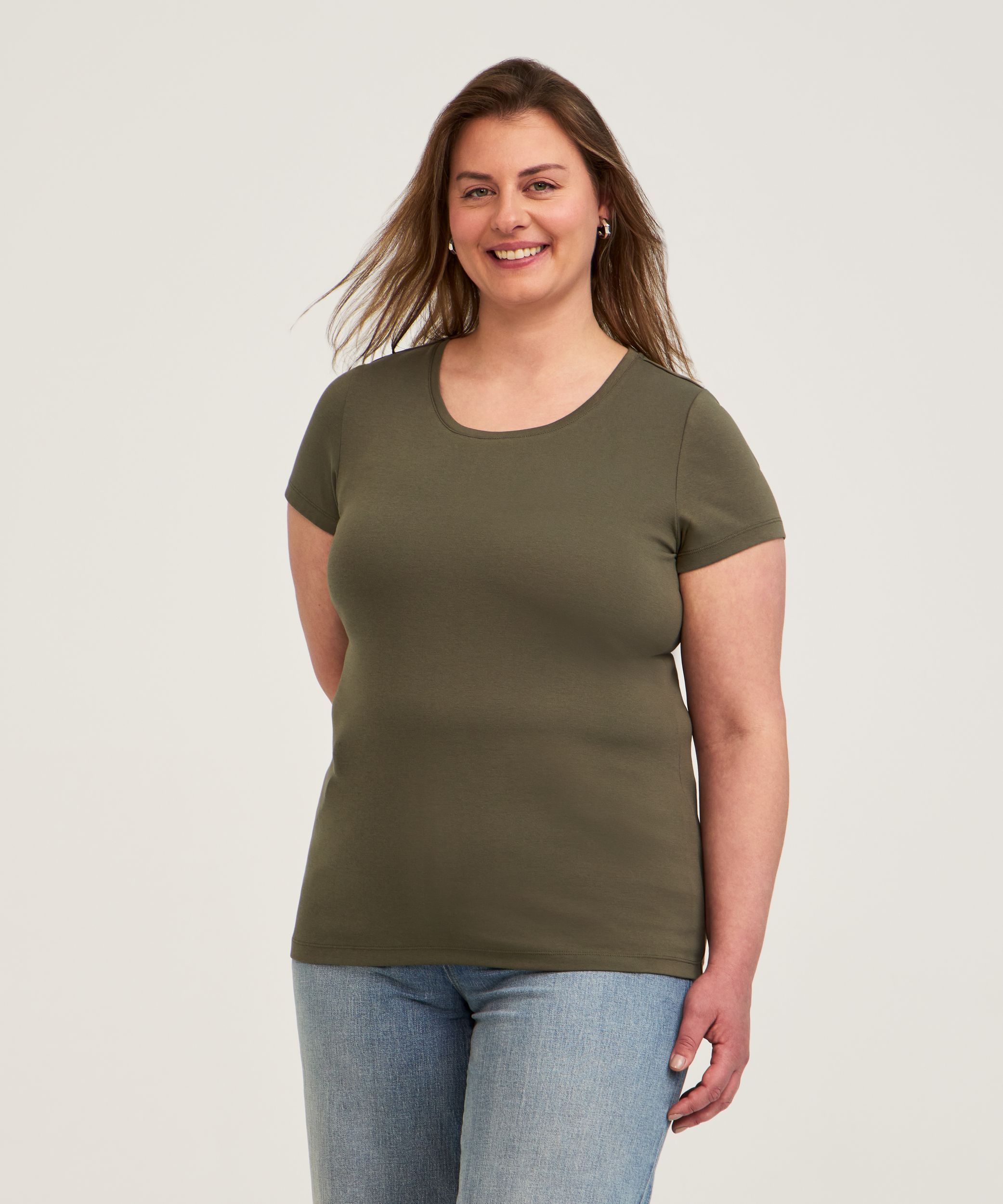 T-shirt ajusté à col ras du cou et à manches courtes pour femmes, Denver Hayes