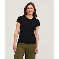 Denver Hayes Women's Short Sleeve Semi Fitted Round Neck Supima Cotton T Shirt Front_Flat