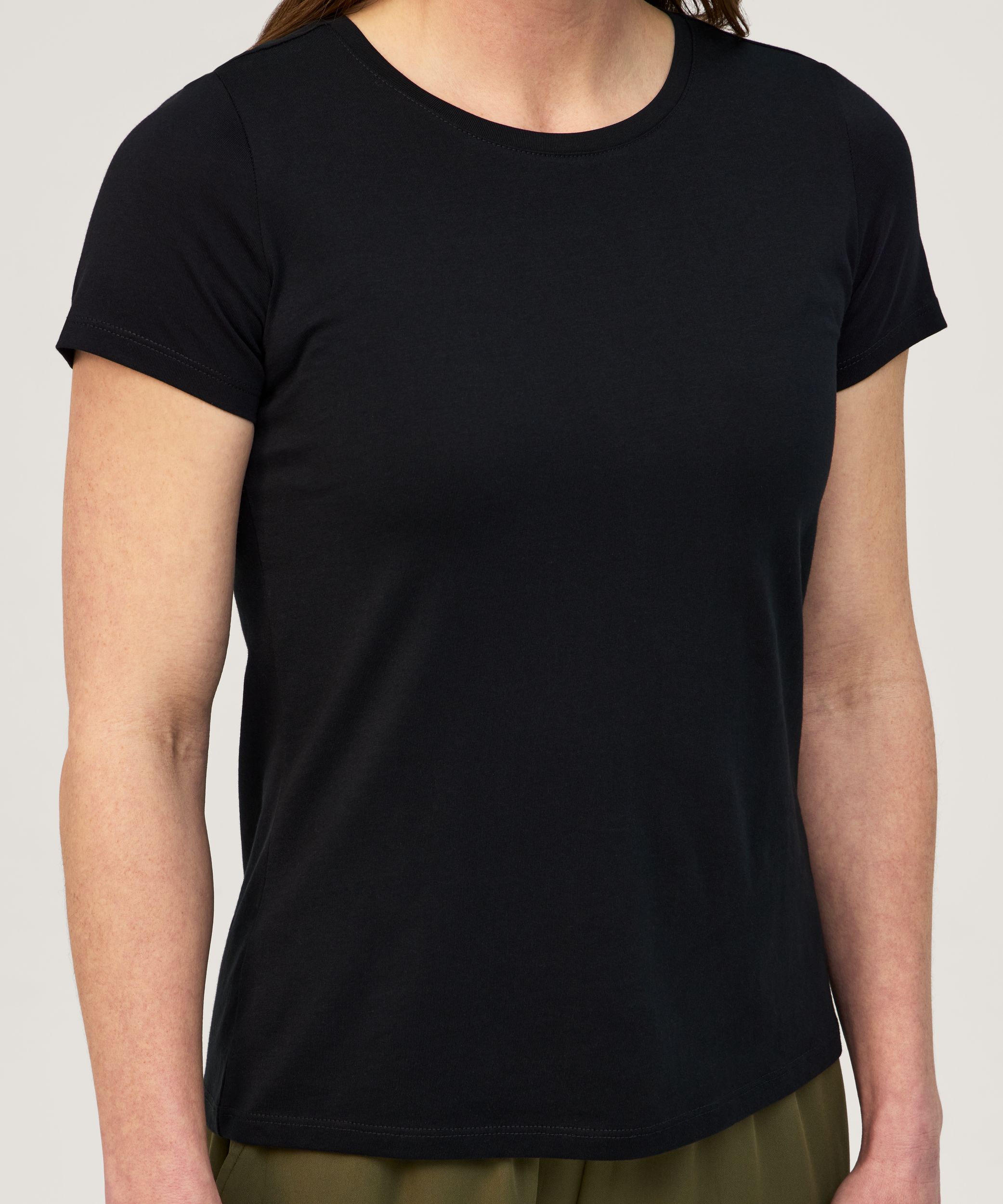 T-shirt semi-ajusté en coton Supima à col arrondi et à manches courtes pour femmes, Denver Hayes