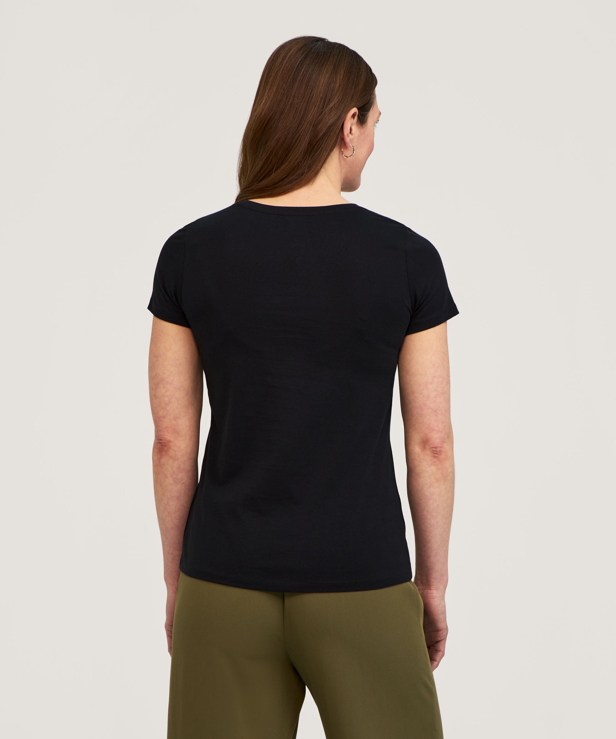 T-shirt semi-ajusté en coton Supima à col arrondi et à manches courtes pour femmes, Denver Hayes