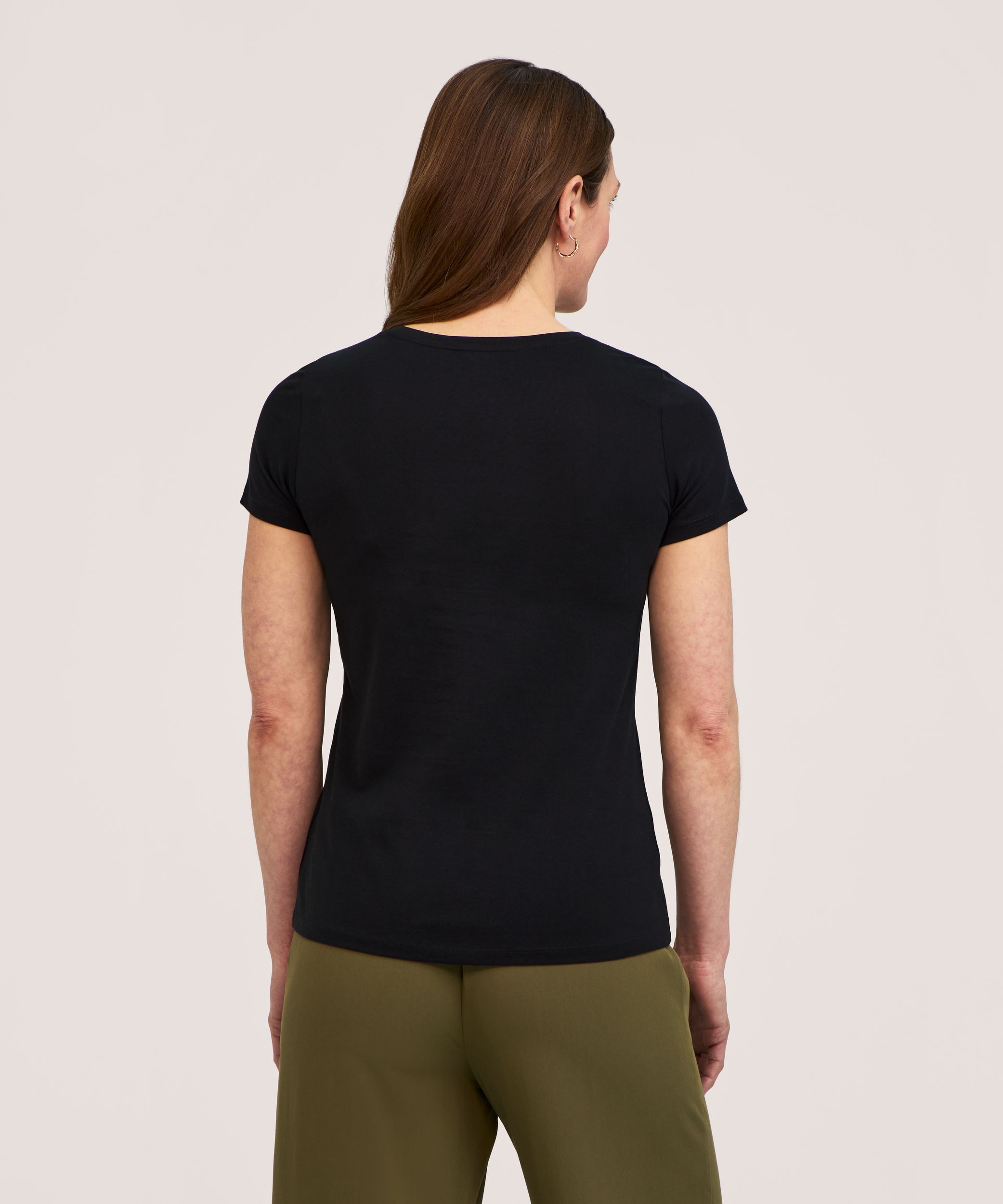 T-shirt semi-ajusté en coton Supima à col arrondi et à manches courtes pour femmes, Denver Hayes